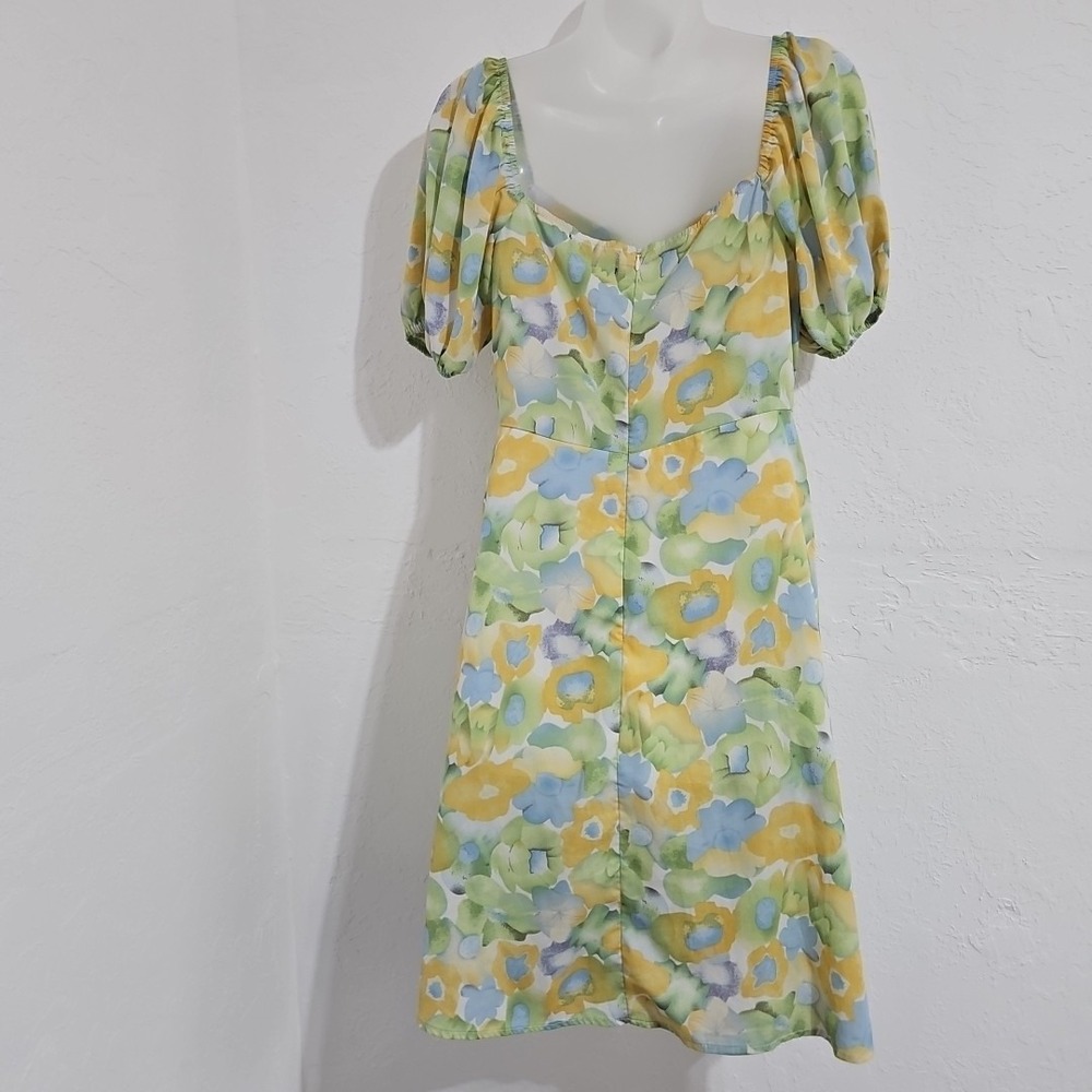 Womens Cinder Sz XL Floral Watercolor Print Dress Off Shoulder Coquette Cottage - Picture 6 of 11